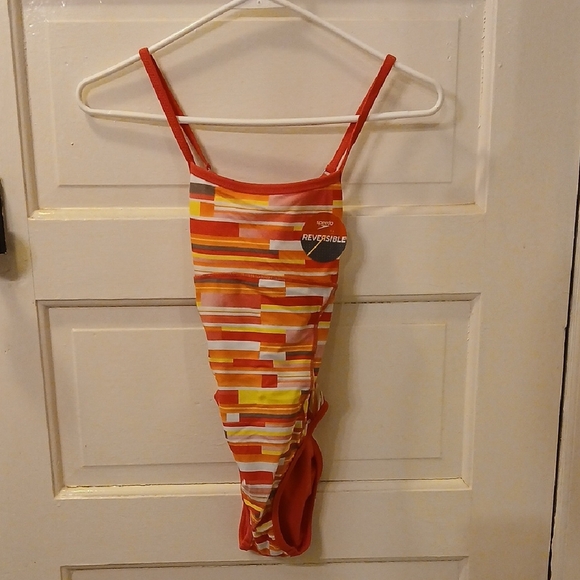 Speedo Women's Reversible One Piece Swimsuit - Red and Orange XS - Picture 1 of 1